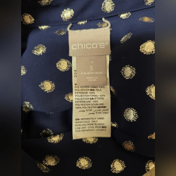 Chico’s Reversible Paisley-Dot Shirt Sz 3 (16) - Picture 12 of 16